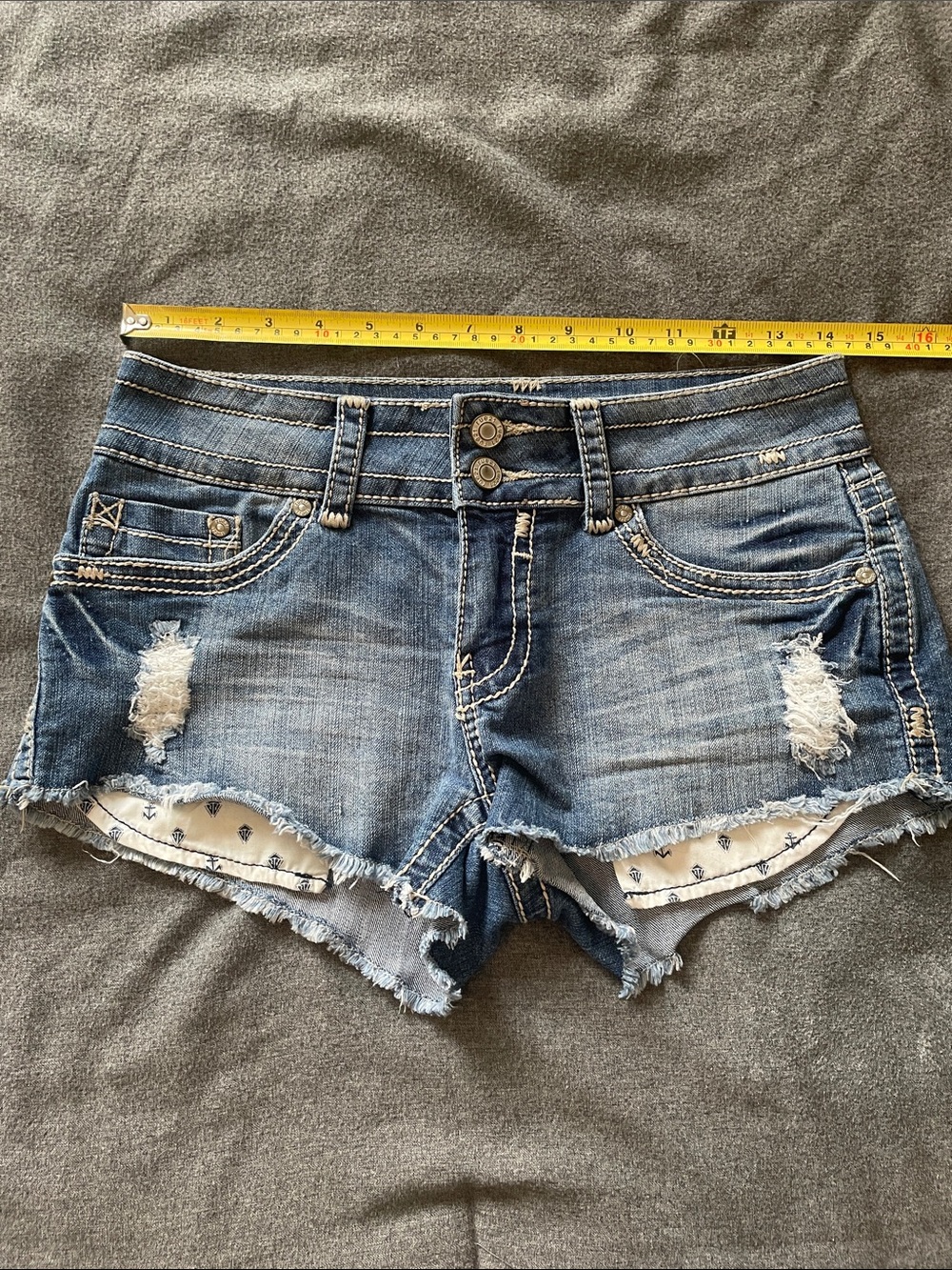 Women's Distressed Denim Cutoff Shorts - Blue
